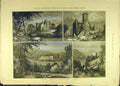 Original Old Antique Print 1882 Carlisle Brougham Castle Penrith Rose Yanwath