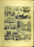 Original Old Antique Print 1883 Prince Wales York Sketches Social History 19th