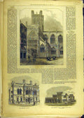 Old Print Ref.173 1872 Chester Cathedral Building Townhall Poplar Andaman