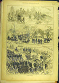 Original Old Antique Print 1871 Home Campaign Military Chobham Ridges Victorian