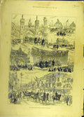 Original Old Antique Print 1882 Prince Princess Wales Leicester Procession 19th