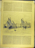 Original Old Antique Print 1880 London Sailing Club Match Hammersmith Yachts