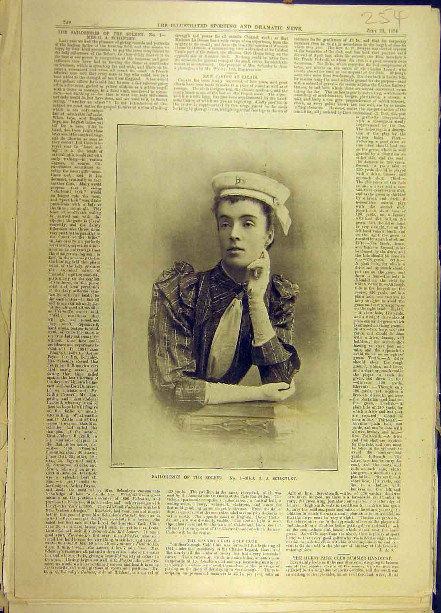 Original Old Antique Print 1894 Sailoress Solent Schenley Sailor Naval Navy 19th