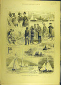 Original Old Antique Print 1883 Royal Thames Yacht Club Amateur Sailing-Match