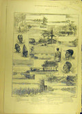 Original Old Antique Print 1888 Emin Pasha Expedition Congo Aruwimi Sketches