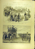 Original Old Antique Print 1888 German Emperor Italy Vatican King Centocelle