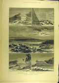 Original Old Antique Print 1883 Ourghemma Tunis Benia Gh'Mrassen Bordj Haouia
