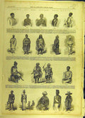 Original Old Antique Print 1858 Cheifs Soudan Africa Sketches Fashion Victorian