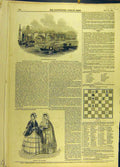 Original Old Antique Print 1845 Newcastle Boat Race Paris Fashions Winter 19th