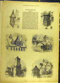 Old Antique Print 1872 Nuremburg Sketches Buildings Germany Architecture 19th