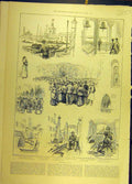 Original Old Antique Print 1887 Sketches Venice Gondola Campanille San-Marco