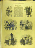 Original Old Antique Print 18872 Nuremberg Germany Buildings Architecture 19th