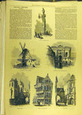 Original Old Antique Print 1872 Antwerp Market Windmill Holland Prison Sketches