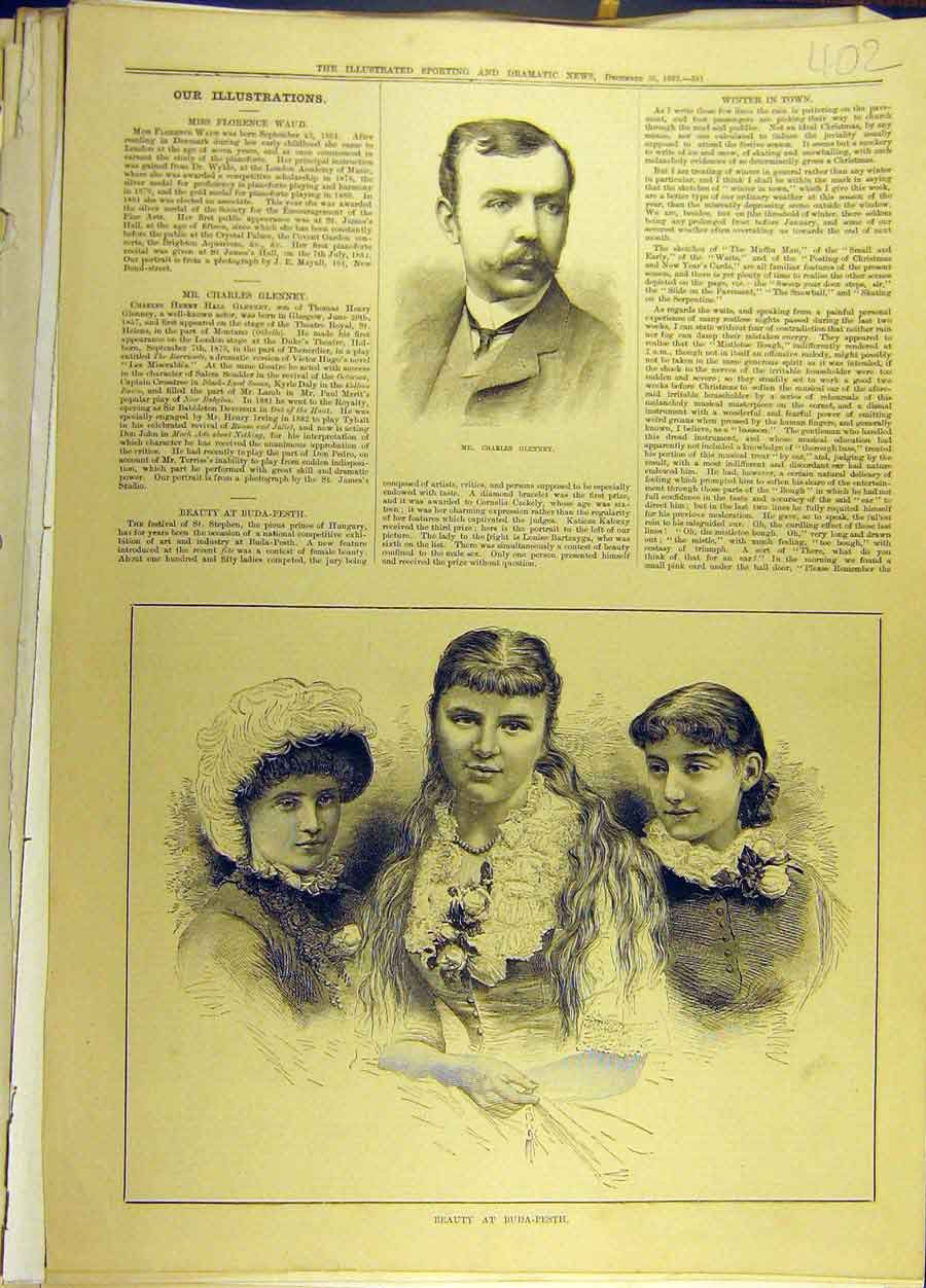 Original Old Antique Print 1882 Glenney Portrait Buda-Pesth Budapest Ladies 19th