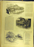 Original Old Antique Print 1891 Baden-Baden Railway Station Pump-Room Greenlands