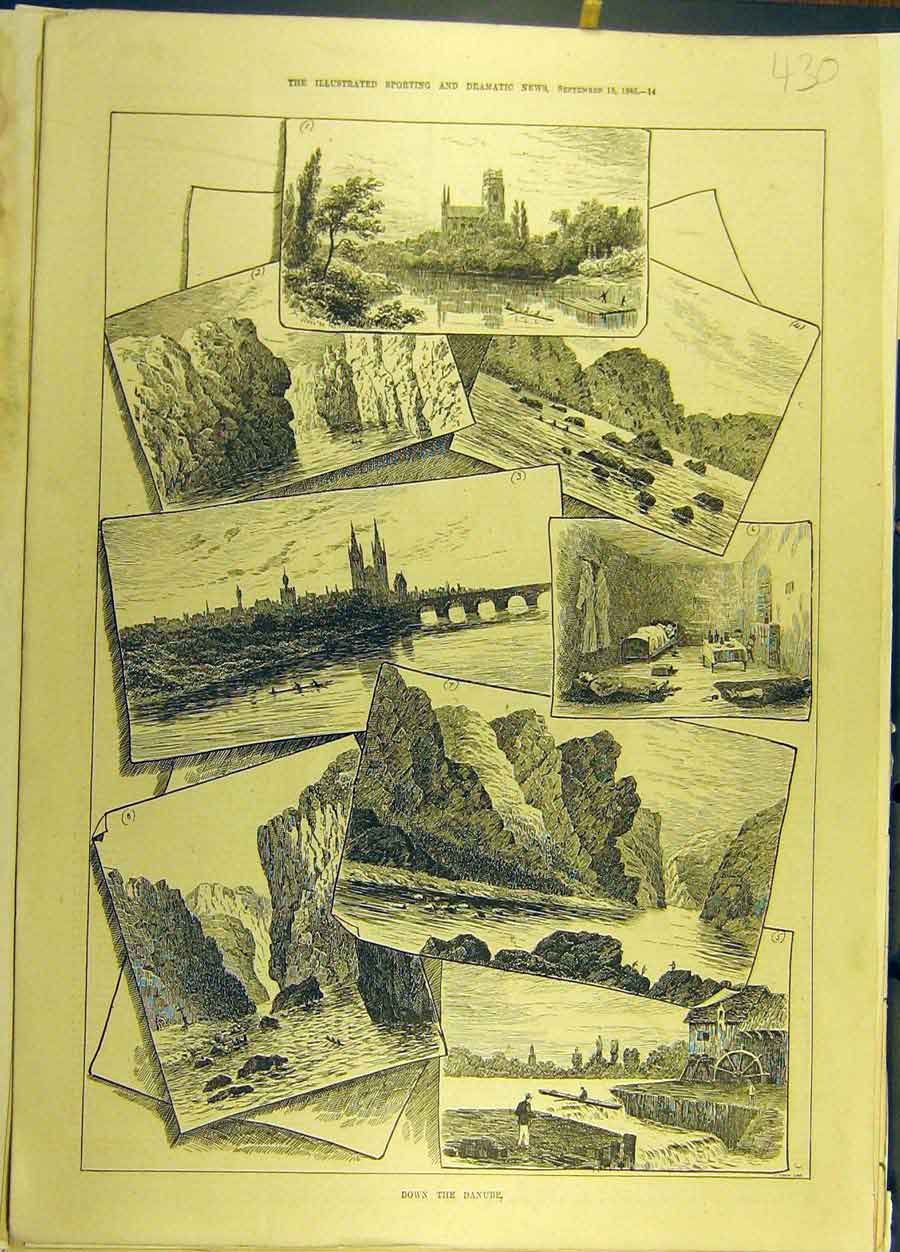 Original Old Antique Print 1886 Danube River Sketches View Social History 19th
