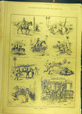 Original Old Antique Print 1882 Sport Central-India Riding Hunting Sketches 19th