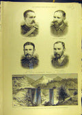 Original Old Antique Print 1886 Indian Kafiristan India Military Bridge Anumbar