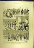 Original Old Antique Print 1885 Indian Rest-Camp Military Officers Siers 19th