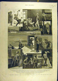 Original Old Antique Print 1885 Russian War India Peace Military Officers 19th