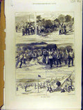Original Old Antique Print 1872 Autumn Campaign Military Volunteers Victorian