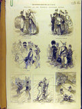 Original Old Antique Print 1872 Sketches Brighton Volunteer Review Military