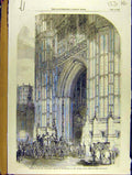 Original Old Antique Print 1852 Parliament Queen House-Lords Palace Westminster