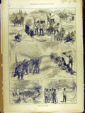 Original Old Antique Print 1872 Autumn Campaign Military Troops Sketches 19th
