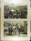Original Old Antique Print 1898 War Spanish-America Madrid Darmali New-York