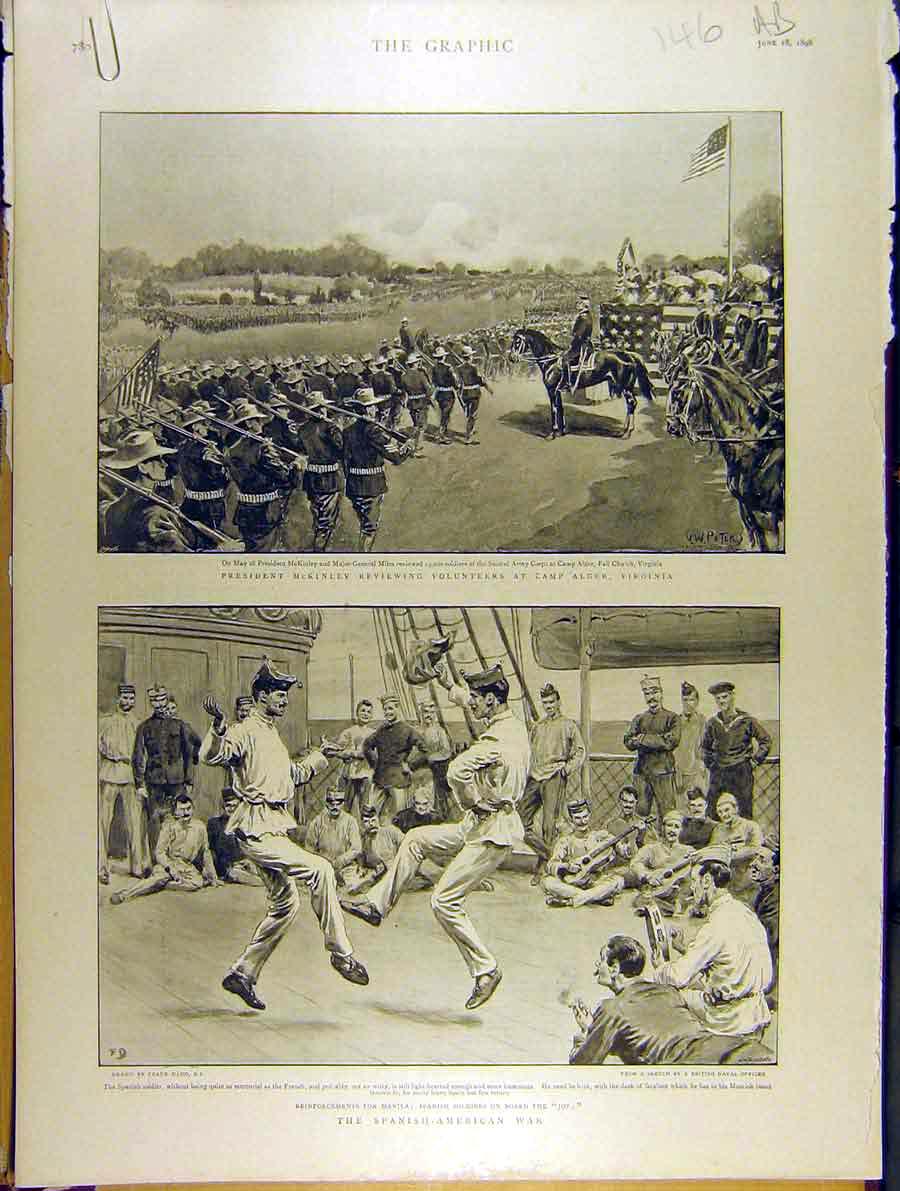Old Antique Print 1898 President Mckinley Virginia Spanish-American War 19th