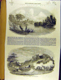 Original Old Antique Print 1852 Kaffir War Kat-River Waggons Africa Hottentots