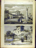 Original Old Antique Print 1872 Sketches Rome Basilica Tombs Scipios Caesars