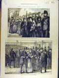 Original Old Antique Print 1872 Thanksgiving Greenwich Hospital Regent-Circus