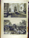 Original Old Antique Print 1888 Emperor Frederick Germany Death Potsdam Berlin