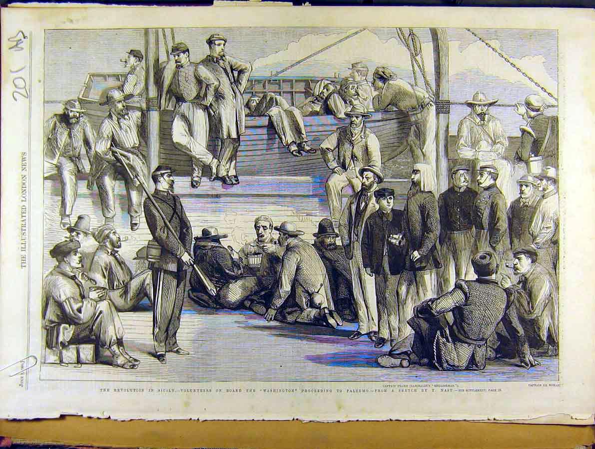 Old Antique Print 1860 Revolution Sicilly Massacre Convent Palermo Nast 19th
