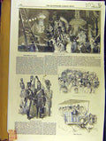 Original Old Antique Print 1852 Fetes Paris France Sketches Column Vendome 19th