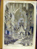Original Old Antique Print 1853 Marriage Ceremony Notre Dame Altar Cathedral