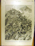 Original Old Antique Print 1898 Tanga Pass Battle Royal West Kent Bunerwalls