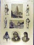 Old Antique Print 1886 Buddhist Temple Gya Nepaul Bengal Fashion Indian 19th