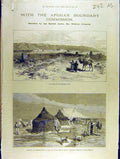 Old Antique Print 1885 Afghan Boundary Maruchack Murghab River Kibitkas 19th