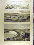 Original Old Antique Print 1885 Afghan Boundary Kushk Valley River Ak-Tapa Sier