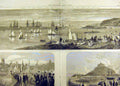 Original Old Antique Print 1865 Prince Wales Visit Penzance Plymouth Fleet 19th