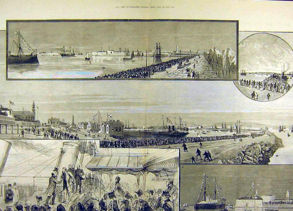 Original Old Antique Print 1885 Prince Princess Wales Visit Ireland Royal 19th