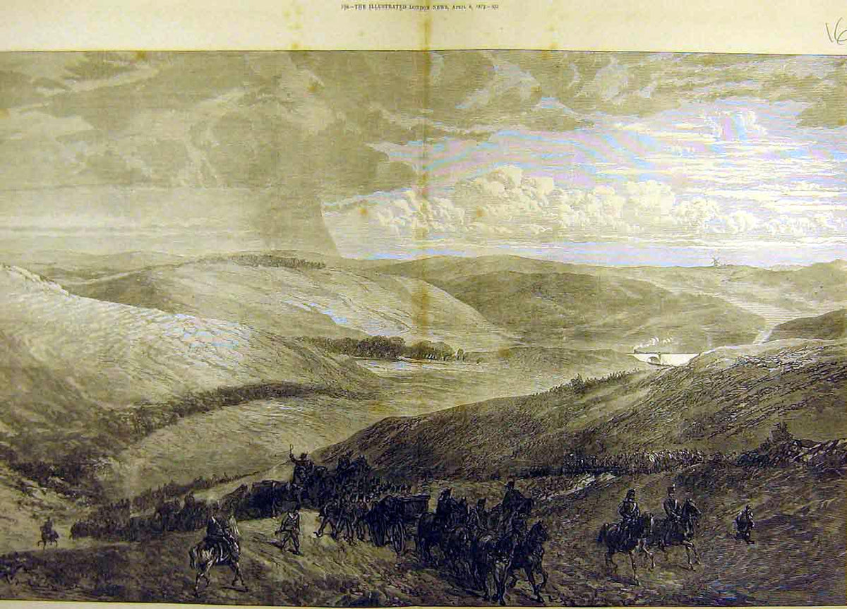 Original Old Antique Print 1872 Brighton Volunteer Review Newmarket Hill Easter