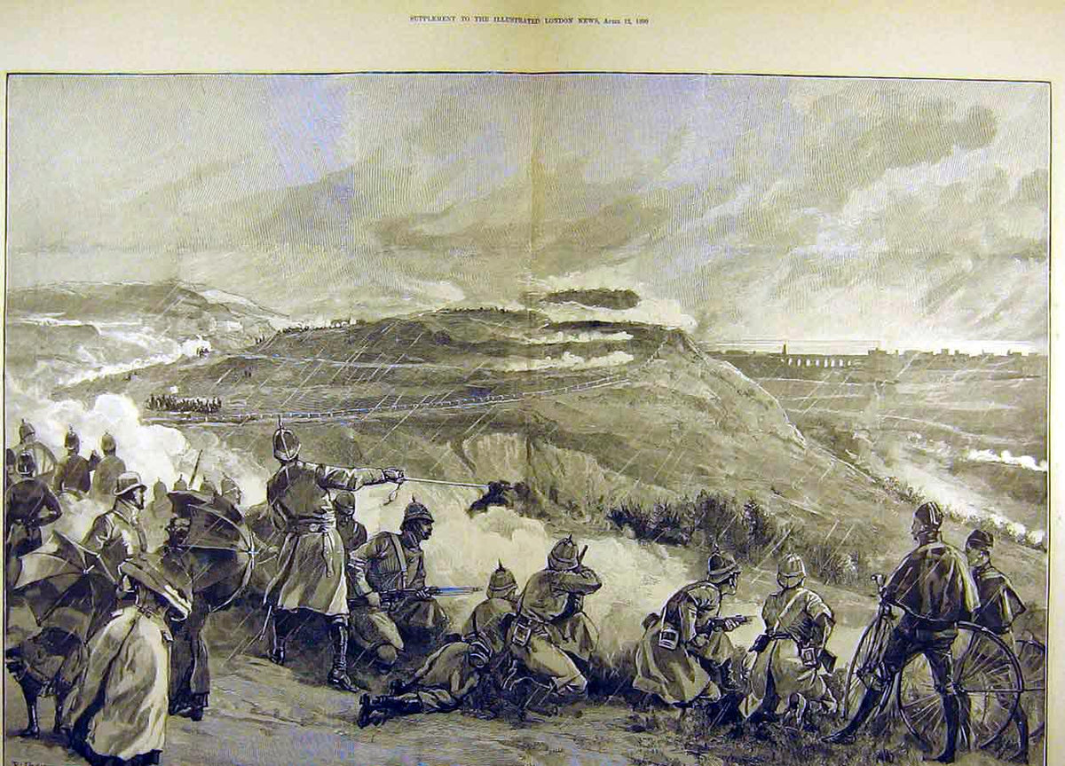Old Antique Print 1882 Volunteer Review Portsmouth Corps Attack Portsdown 19th