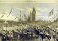 Original Old Antique Print 1870 Opening Thames Embankment Royal Procession 19th