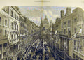 Original Old Antique Print 1872 Thanksgiving Day Procession Ludgate Hill 19th