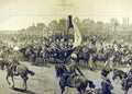 Original Old Antique Print 1882 Royal Review Troops Egypt Queen Saluting Point