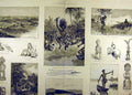 Original Old Antique Print 1887 Sketches River Congo Utensils Witchcraft Music