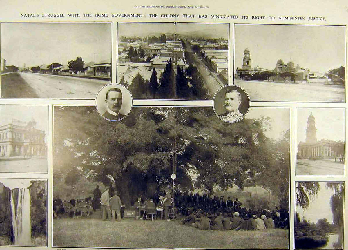 Original Old Antique Print 1906 Natal Durban Native Trial Prisoner Dock Justice